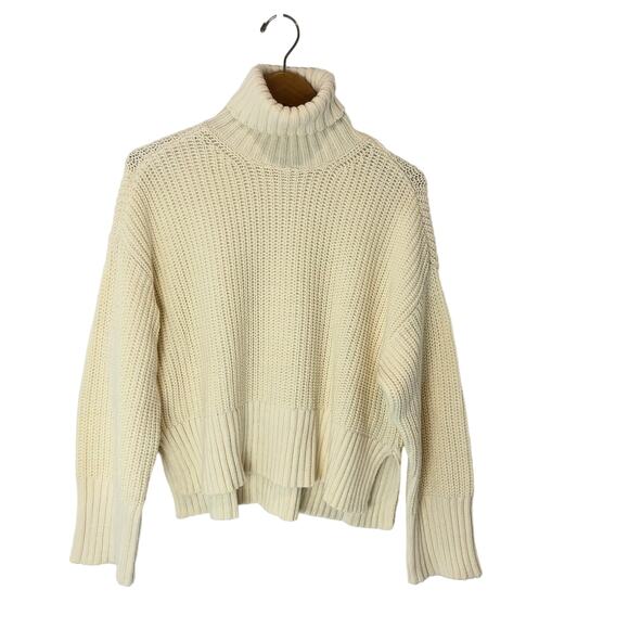 MADEWELL-Wide Rib Turtleneck Sweater- Antique Cream-M-NWT - Picture 4 of 10